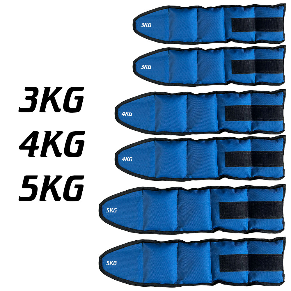 Kit 3 Caneleira Peso Para Perna 3kg ao 5kg Azul Fitness Funcional Tornozeleira Academia Profissional