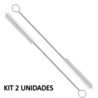 Kit 2 Escova de limpeza de canudo Cerdas Nylon Haste Inox Flexível 21cm em Oferta na Shopee