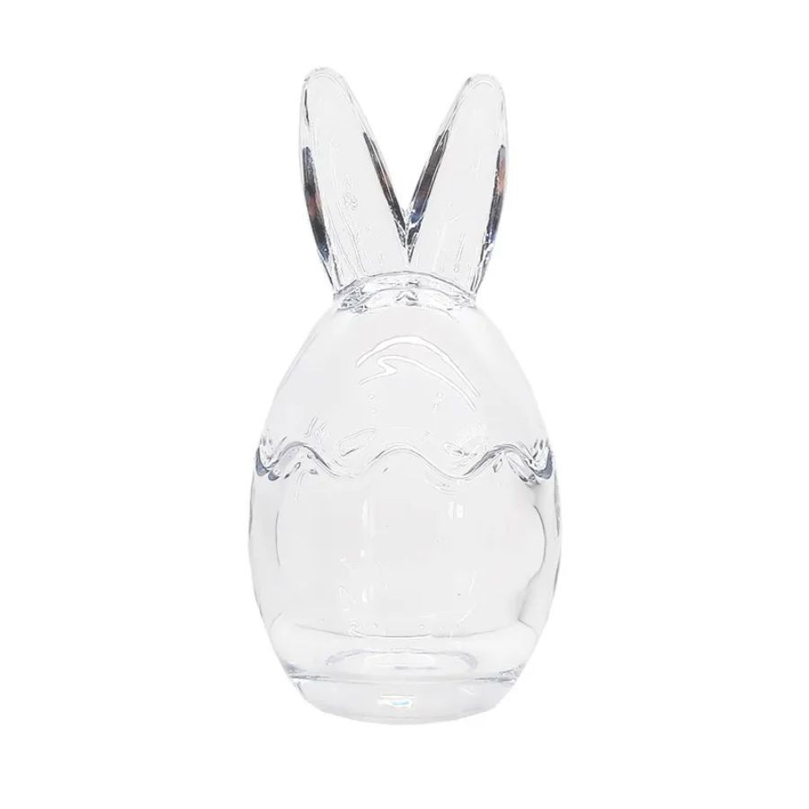 Ovo de Vidro Transparente com Orelha de Coelho - 17cm - 1 unidade - Cromus - Rizzo