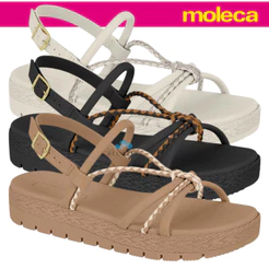 Sandália Papete Feminina Flatform Boho Moleca Nó Tiras com Nó Confortável