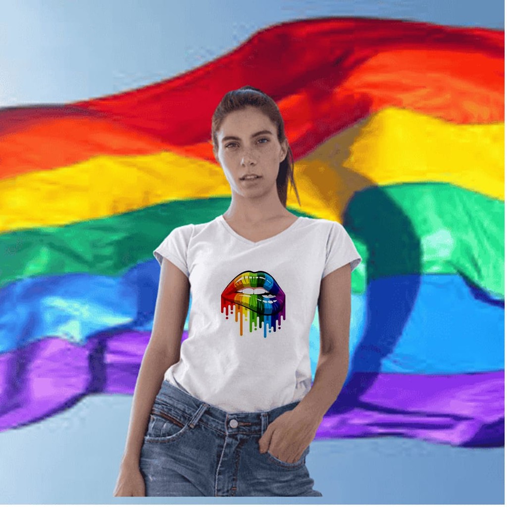 BabyLook LGBT Boca - Bandeira Orgulho - LGBT - Camiseta Feminina