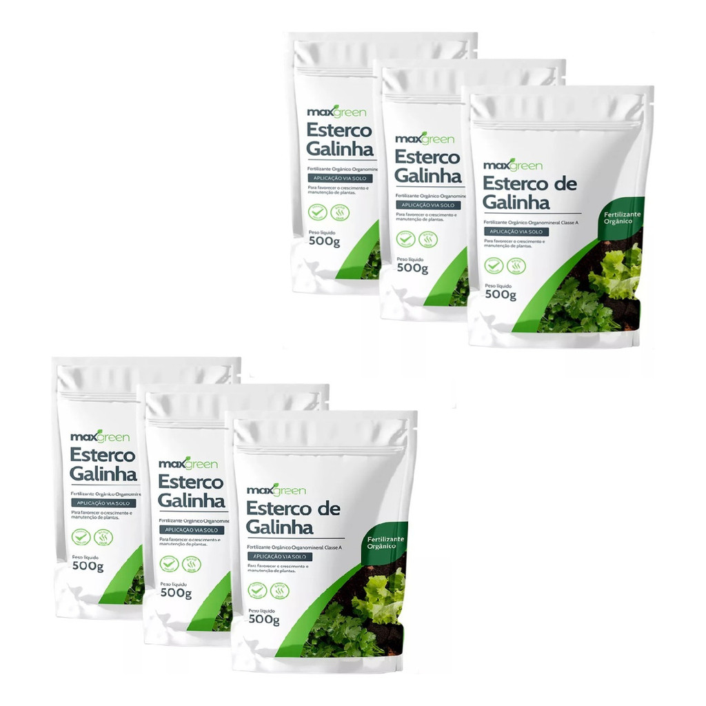 6 Unidades Fertilizante Maxgreen Esterco De Galinha Forth Jardim - 500 g