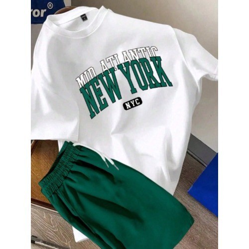 Kit Camiseta Branca e Bermuda de MoletomNew York Mid Atlantic Verde" LANÇAMENTO  ACADEMIA E CASUAL