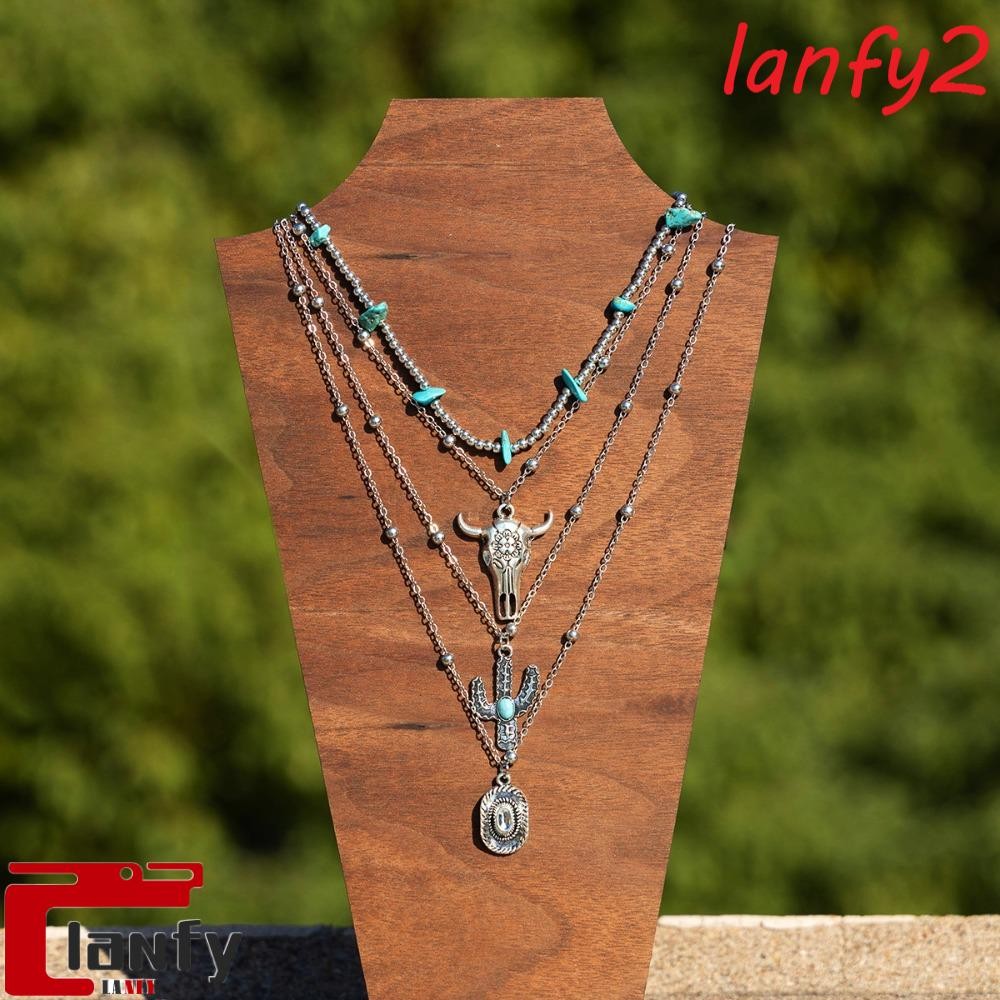 Colar LANFY Western Country , Gargantilha De Corrente Turquesa Com Cabeça De Cacto , Pingente Vintage Antigo em Oferta na Shopee