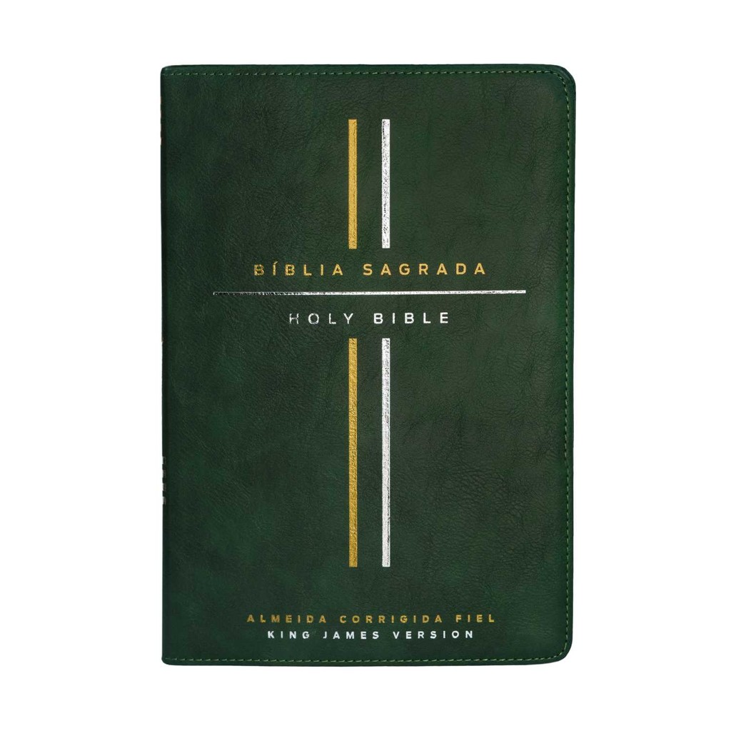 Bíblia Bilíngue, Português/Inglês, ACF/KJV, Couro Soft, Verde, Leitura Perfeita Livros LTS