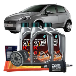 Kit Revisão Óleo e Filtros - Fiat Punto 1.4 Evo 2013 2014 2015 2016 2017 2018 - 15W40