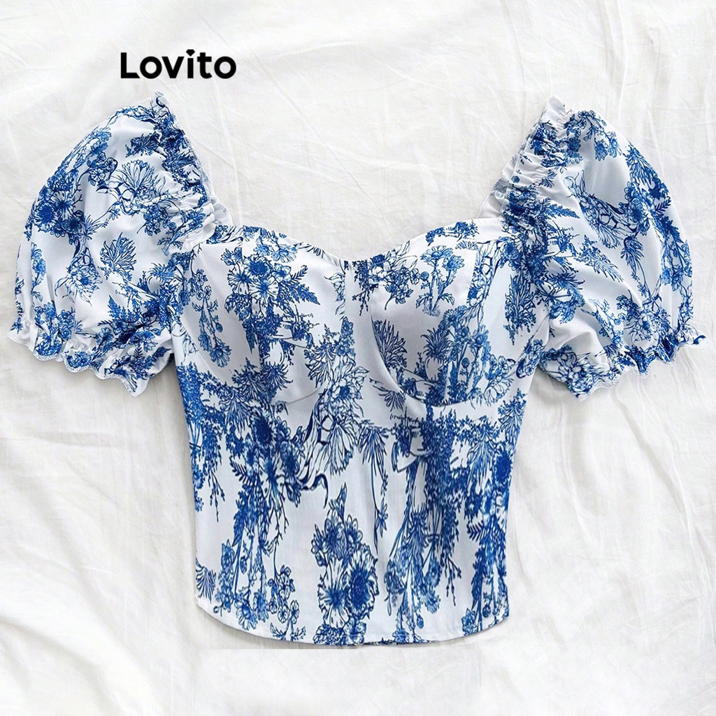 Lovito Blusa Elegante Com Estampa Listrada Blusa De Verão/Primavera Para Mulheres L121MD439 - Women Clothes
