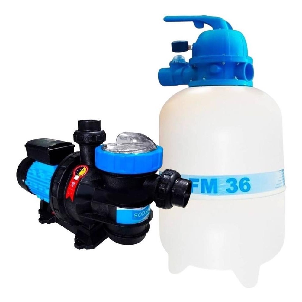 Conjunto Filtrante P/ Piscinas Fm 36 + Bomba 1/3 Cv Sodramar em Oferta na Shopee