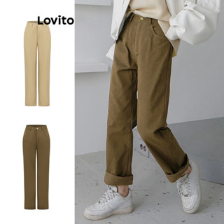 Lovito Calça Casual Com Bolso Liso Para Mulheres L76AD212