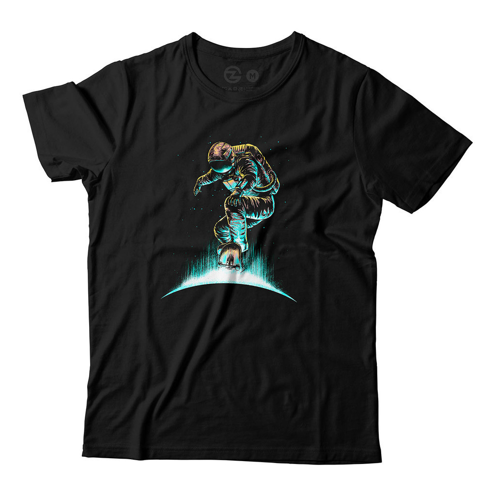 Camiseta Astronauta Andando De Skate Espaço Ciência Astronomia