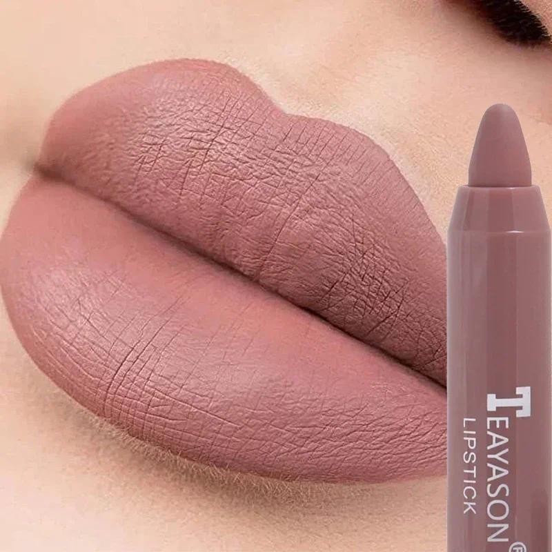Batom Mate De Veludo Nude Velvet Longa Duração À Prova D'água Copo Antiaderente Lápis Para Os Lábios Mulher Cosméticos