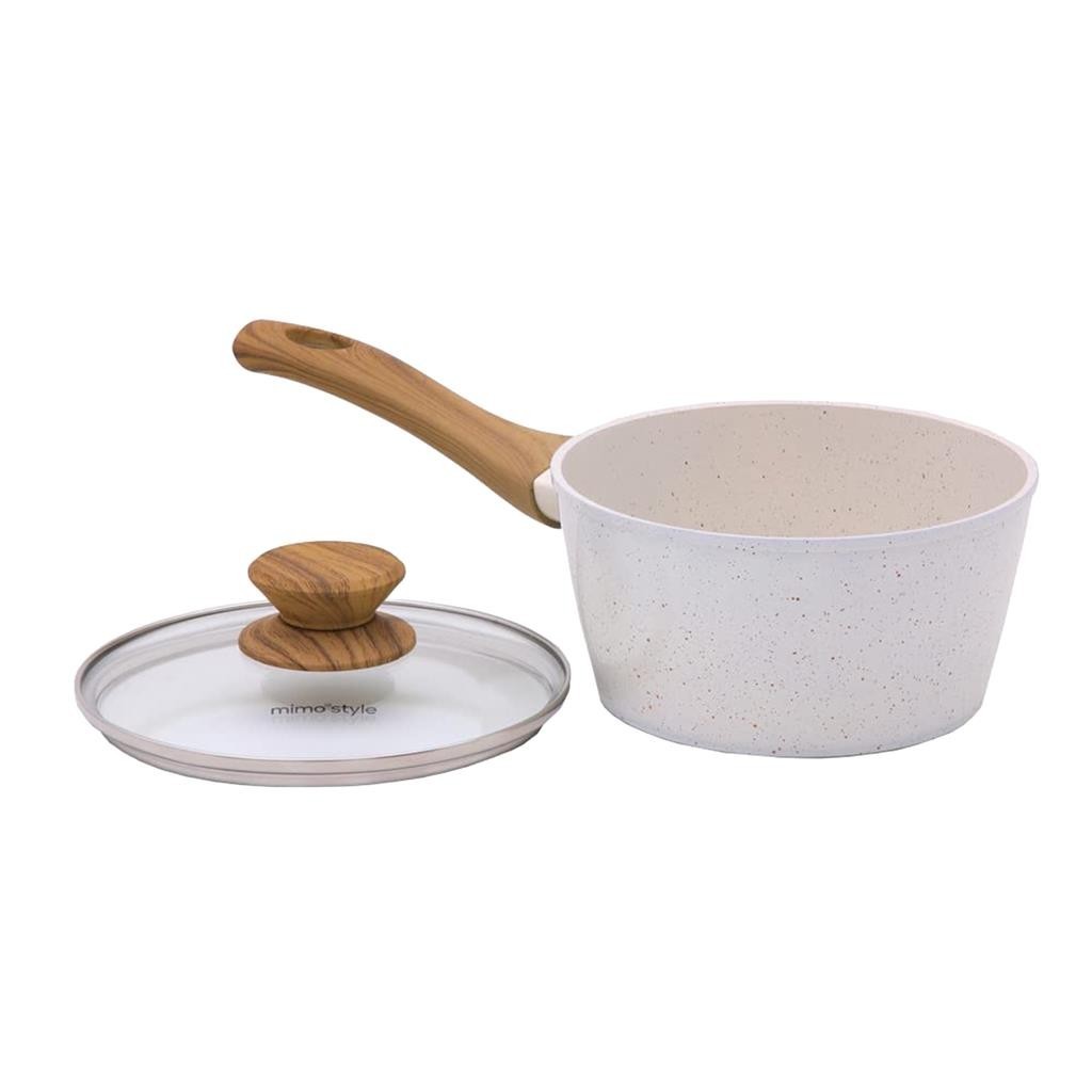 Panela Revestida Em Marmore Ceramico Com Tampa De Inducao 16cm Marmol Cook Sofisticada - Mimo Style