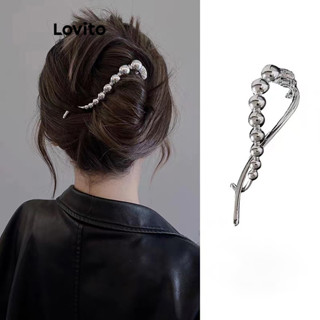 Lovito Grampos De Cabelo Elegantes Versáteis E Elegantes De Metal Liso Casual Para Mulheres LFA14250