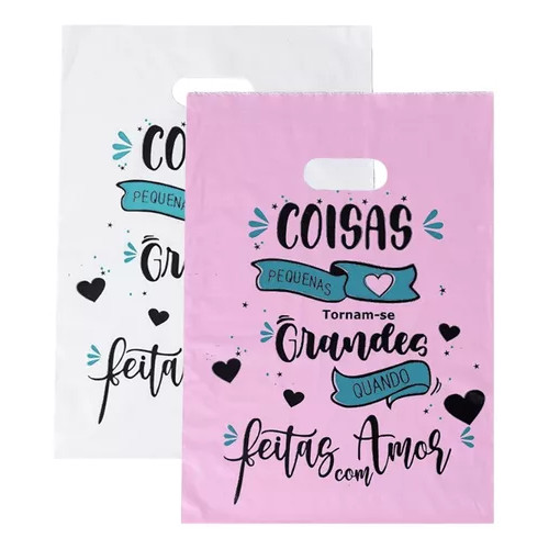 Sacola Impressa Coisas Pequenas - 30x40 - 100un em Oferta na Shopee