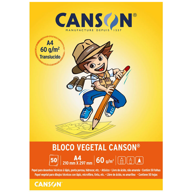 Papel vegetal liso A4 60g com 50 folhas Canson - Stationery