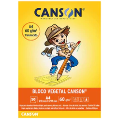 Papel vegetal liso A4 60g com 50 folhas Canson