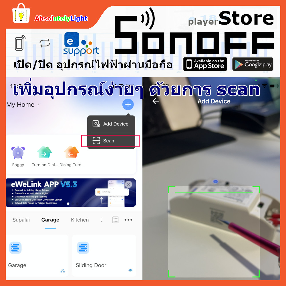 รูปสินค้า สวิตช์ควบคุมไฟผ่านมือถือ Sonoff Basic R4