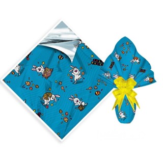 25 FOLHAS P/ OVO DE PÁSCOA METALIZADA 69X89  VIVA PÁSCOA  AZUL  Luckyfest em Oferta na Shopee
