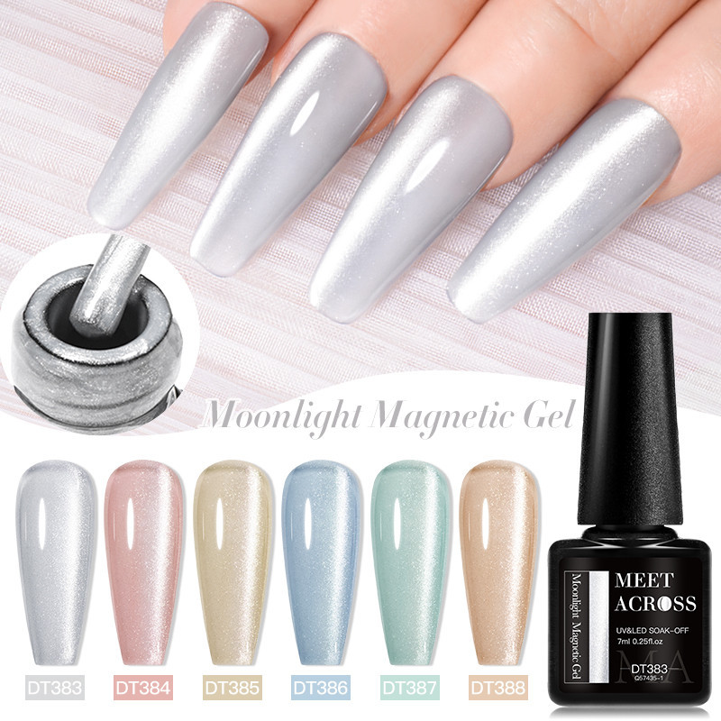 MEET ACROSS 7ml 9D Moonlight Gel Magnético Semi Permanente Nail Art Soak Off UV
