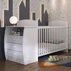 Berço Cômoda com Colchão Incluso Colinho de Mãe Multimóveis Branco