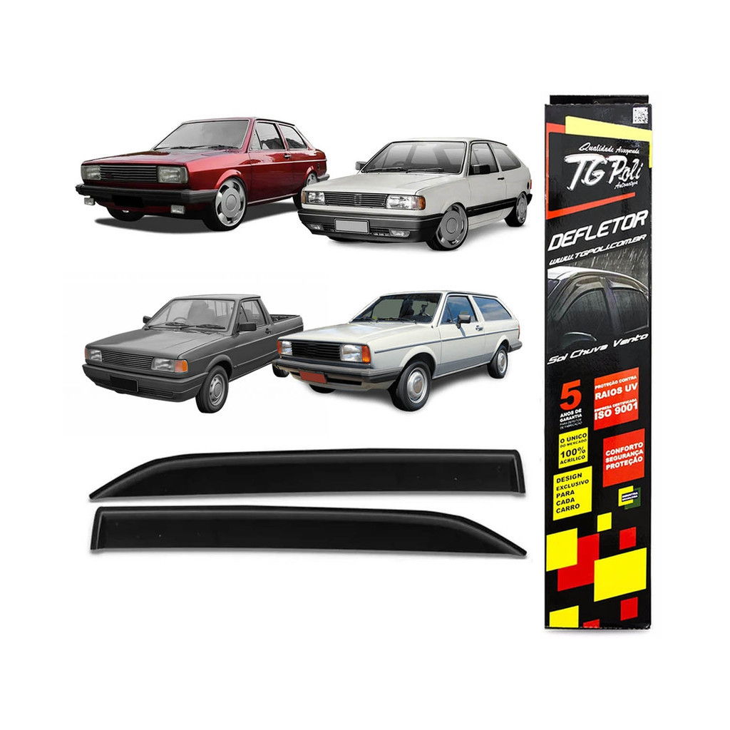 Calha Chuva Defletor TG Poli Vw Gol Voyage Parati Saveiro 1987 1988 1989 1990 1991 1992 1993 1994 - 2 Portas