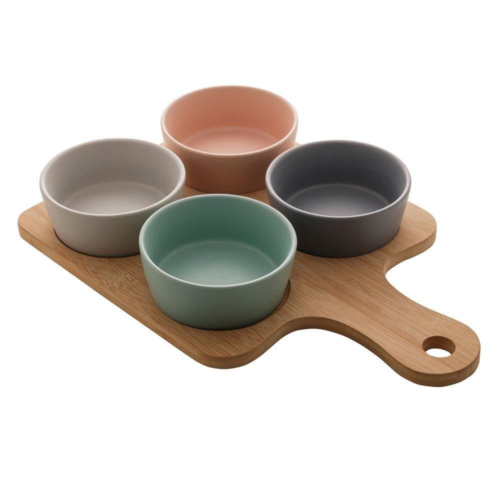 Petisqueira com Bandeja Lyor de Ceramica Natural 21cm x 31cm - Home & Living