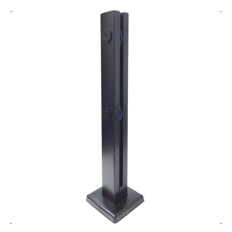 Torre Coluna Pinça Inox 304 40cm Preta Base Quadrada Guarda Corpo