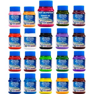 Tinta Acrílica Brilhante 37ml - Todas as 20 Cores - Acrilex em Oferta na Shopee