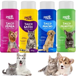 Talco Banho A Seco Para Cachorro E Gato Super Cheiroso 100g Pet Clean