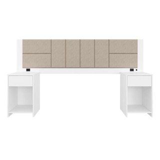 Cabeceira Estofada Para Cama Casal Dubai Branco/bege - M. Arapongas
