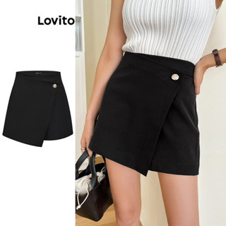 Lovito Shorts Básicos com Amarração e Pérolas para Mulheres L73AD043