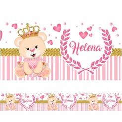 Kit 02 Faixas Decorativas Adesivo Infantil Ursinha Princesa - Nome