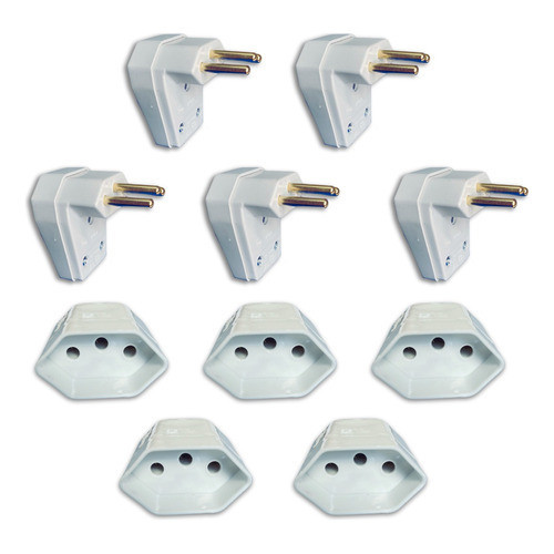 Kit Plug Tomada 5 Femea + 5 Macho 10a 3 Pinos P/ Extensão em Oferta na Shopee