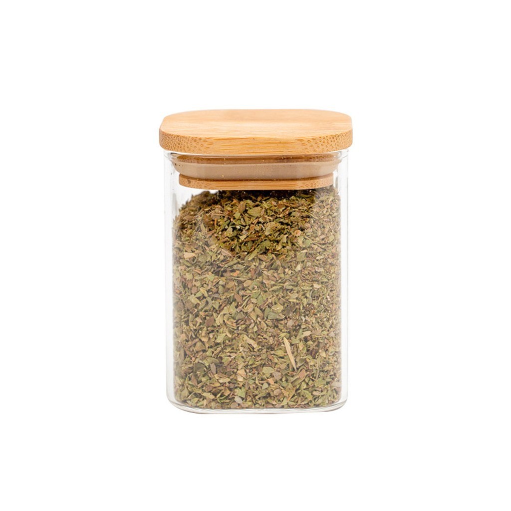 Pote de vidro 200ml com tampa de bambu hermético quadrado - Tud em Oferta na Shopee