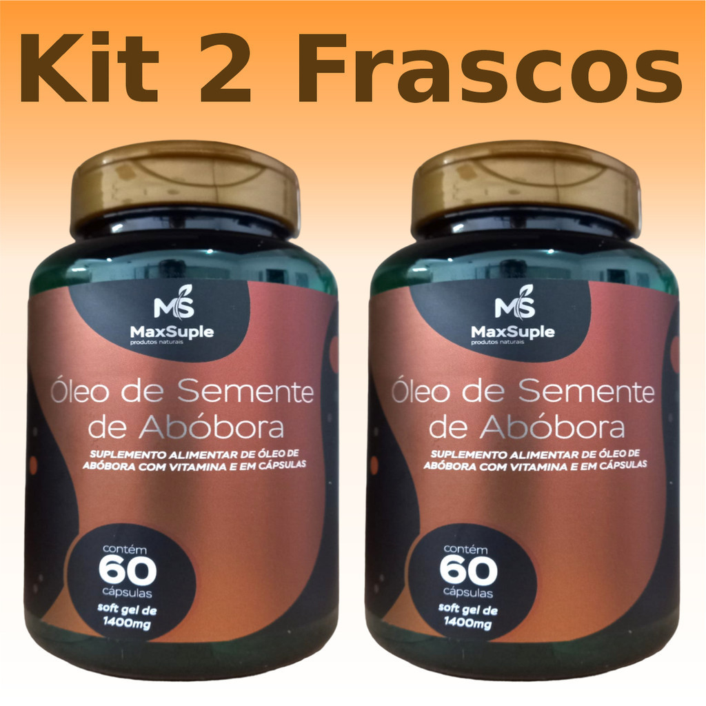 ÓLEO DE SEMENTE DE ABÓBORA 1400mg 60 CÁPSULAS MAXSUPLE KIT 2 FRASCOS