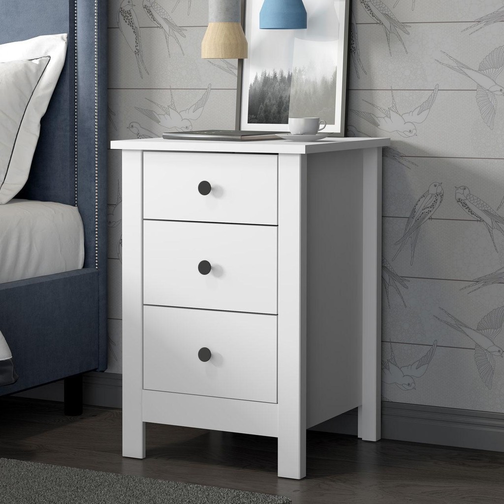 Mesa de Cabeceira Ditália 3 Gavetas DM-113 Branco em Oferta na Shopee