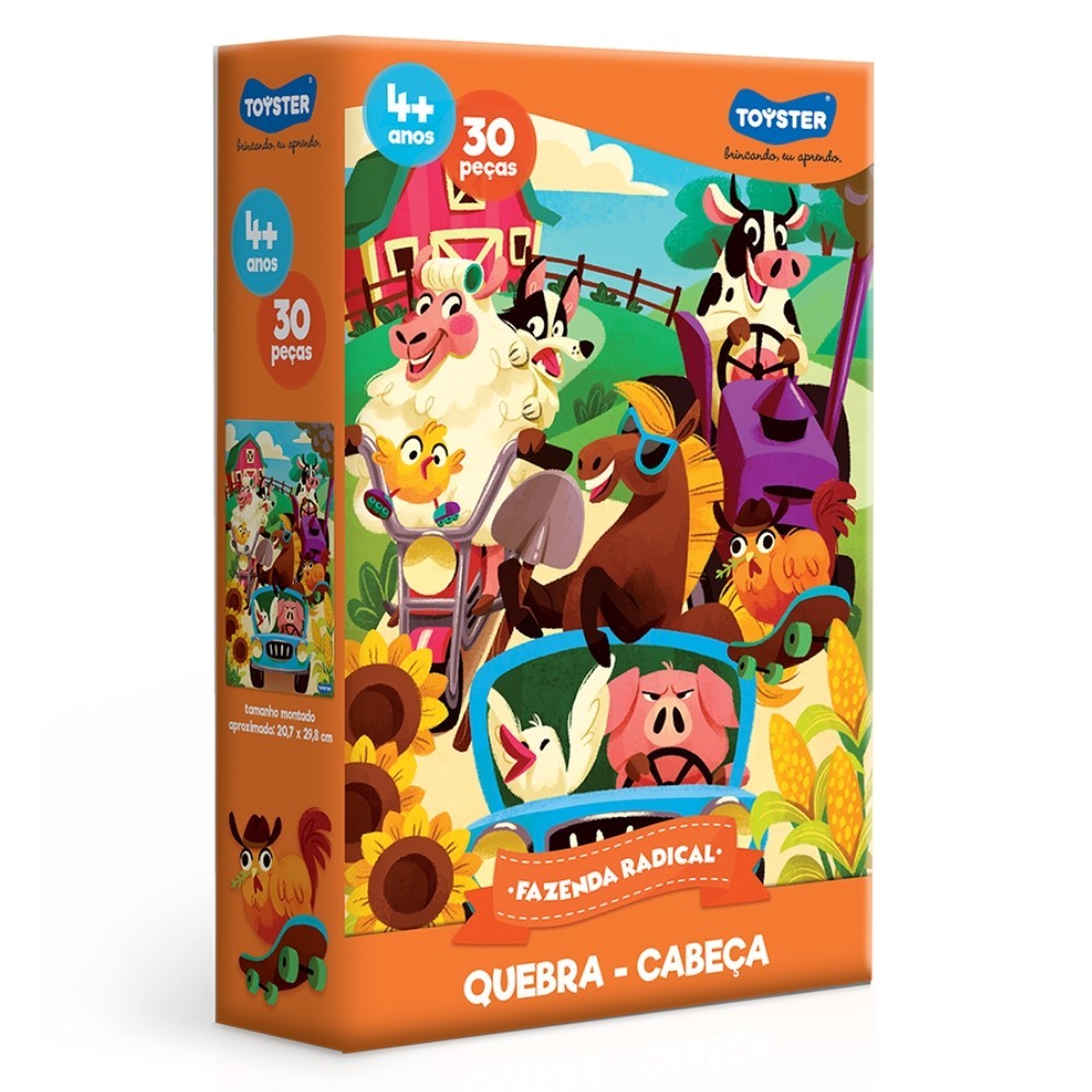 QUEBRA CABEÇA FAZENDA RADICAL 30 PEÇAS TOYSTER PUZZLE ANIMAIS DESENHOS CRIANÇAS BRINQUEDOS DIDÁTICO EDUCATIVO INFANTIL - Mom & Baby