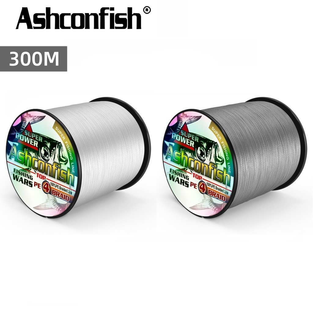 Ashconfish 4 Fios 300M Linha De Pesca Trançada X4 PE Cor Branco Cinza
