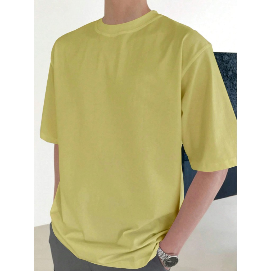 Blusa Amarelo Claro Oversized Esportiva Frente Costa Camiseta Larga Confortável Unissex Estilosa