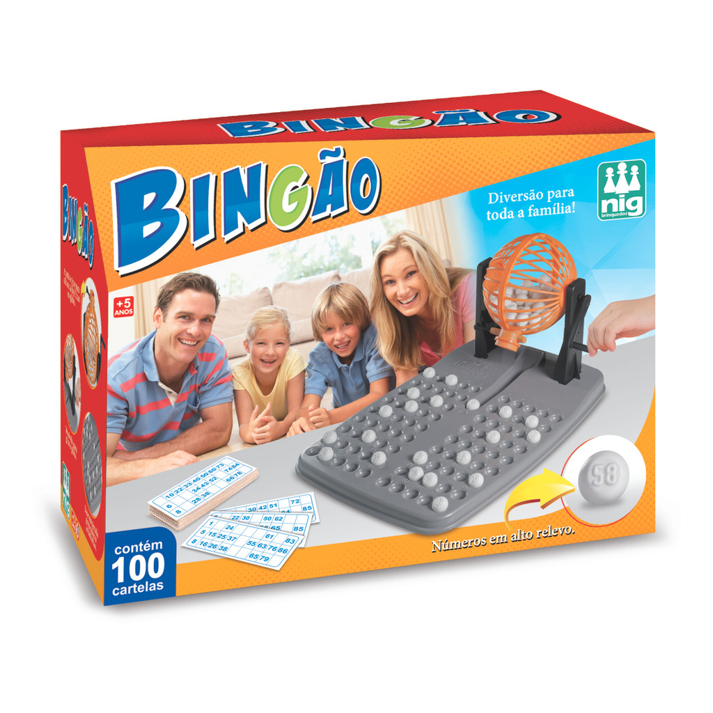 Jogo Bingão Com 100 Cartelas Bingo Nig Brinquedos em Oferta na Shopee