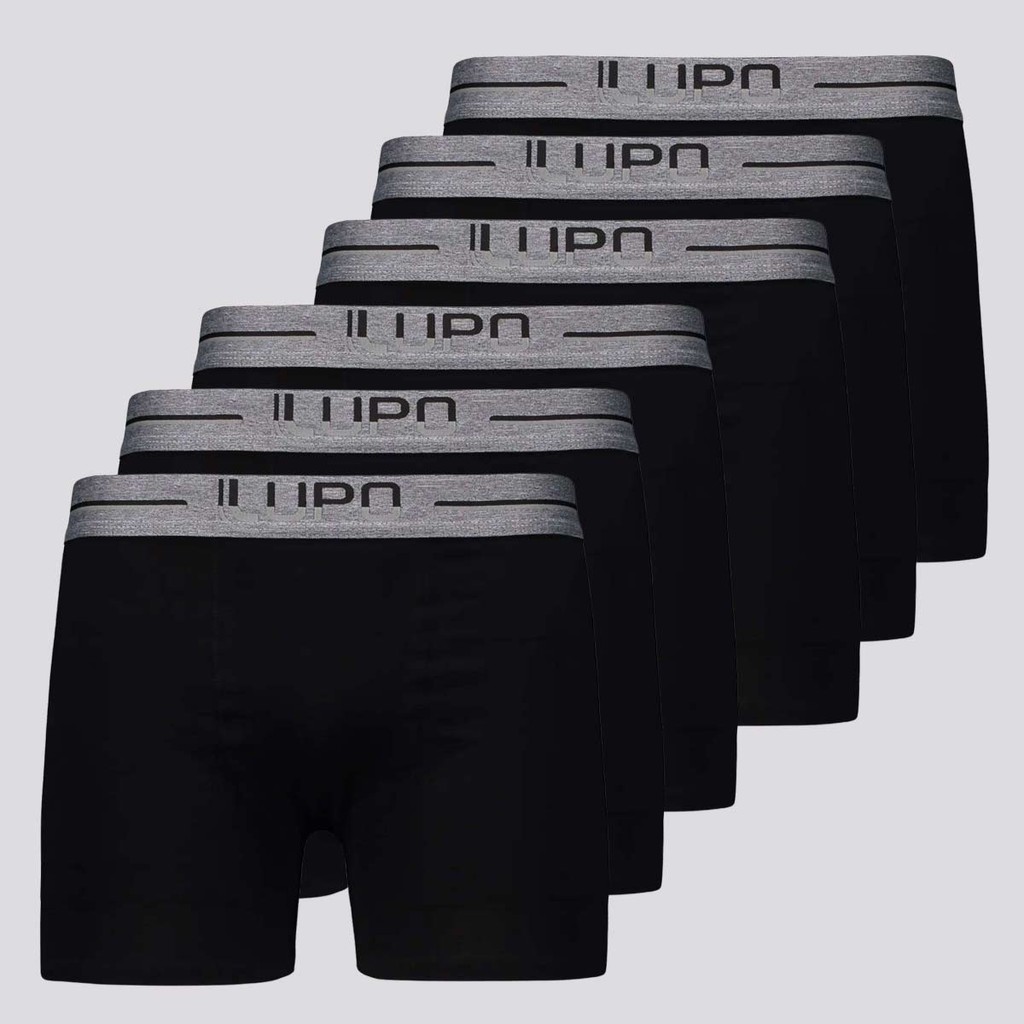 Kit de 6 Cuecas Boxer Lupo Anatomic Shape Preta e Cinza em Oferta na Shopee
