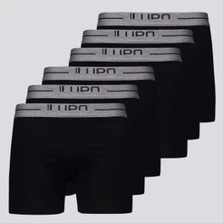 Kit de 6 Cuecas Boxer Lupo Anatomic Shape Preta e Cinza