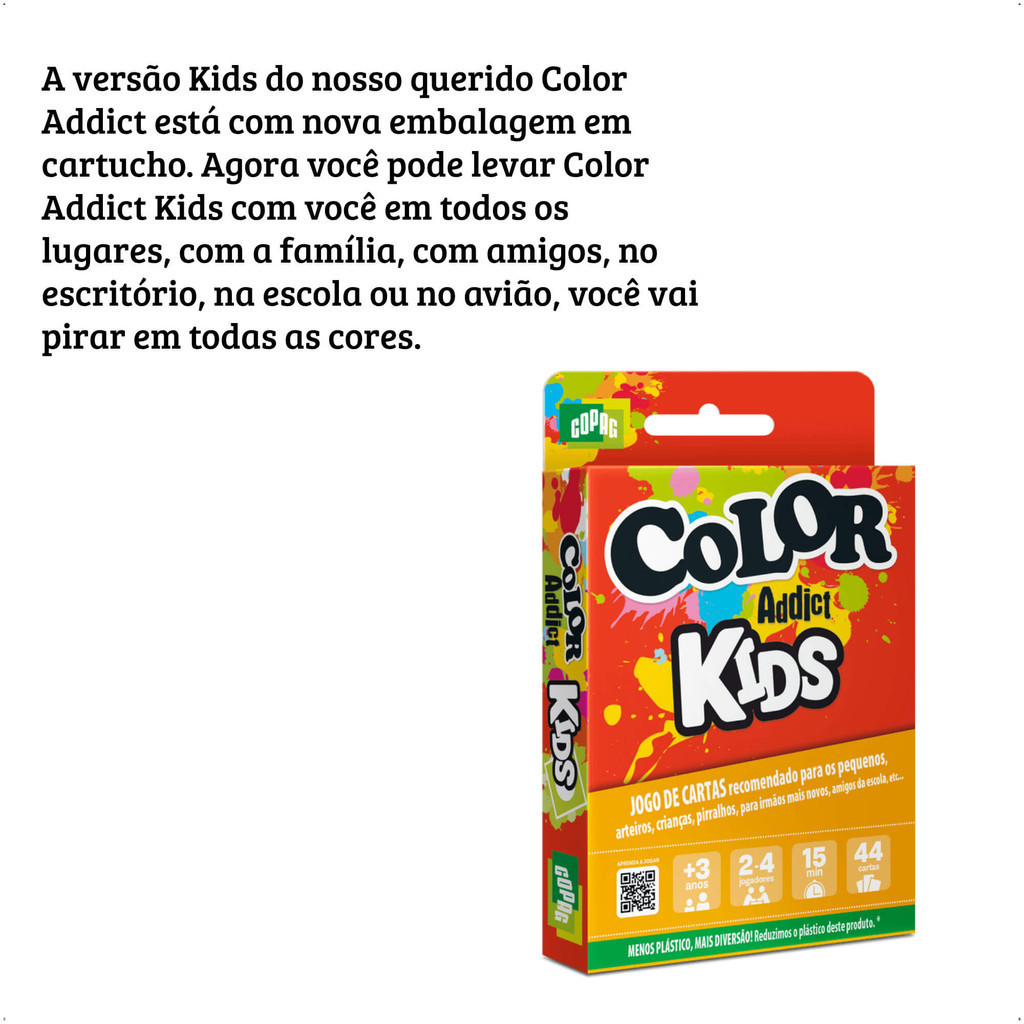 Jogo Infantil Color Addict Kids Cartucho Brinquedo de Cartas Copag 32944 — imagem 2 de 2