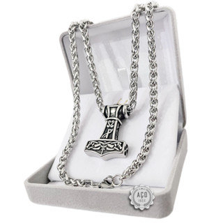 Colar Viking Martelo Nórdico Thor Mjolnir Aço Maciço