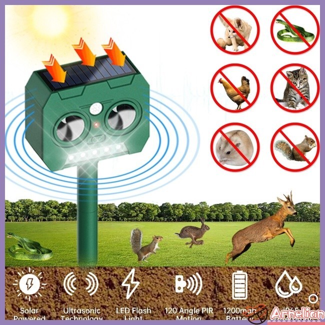 Repelente Solar Ultrasonico Com Sensor Para Espanta Animal Controle de Pragas Rato Gato Cobra Gambá