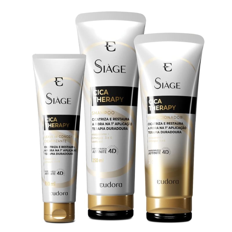 EUDORA SIAGE  Cica-Therapy: Shampoo 250ml + Condicionador 200ml + Leave-In 100ml