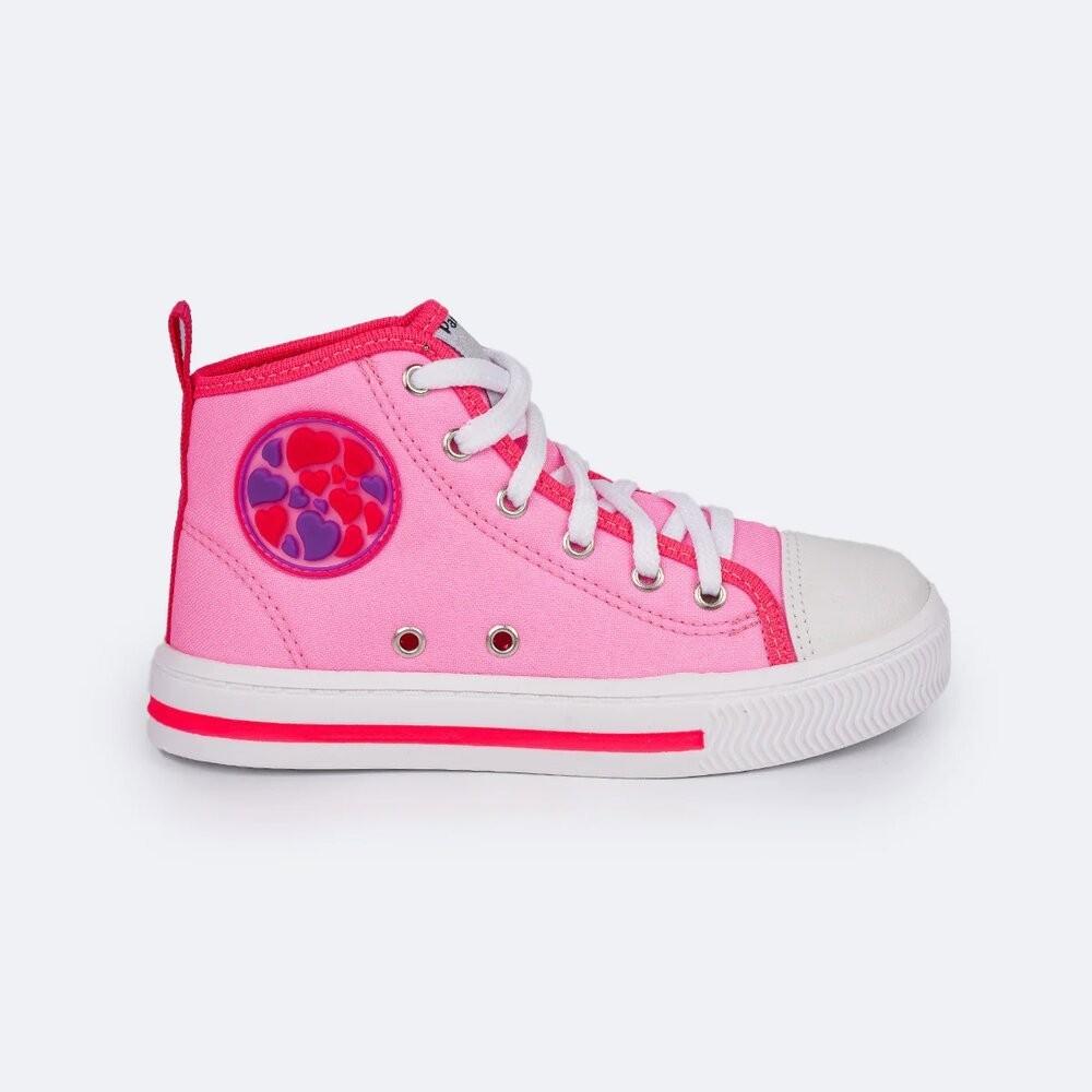 Tênis Cano Médio Pampili Easy Nação Rosa e Branco 729.003
