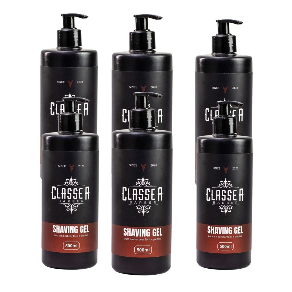 Kit 6x Shaving Em Gel Classe A 500ml Otimo Para Navalhado Suave Pé Zinho