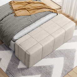 Puff Decorativo Living Sala de Estar 160 cm Roma W01 Linho Cru - Lyam