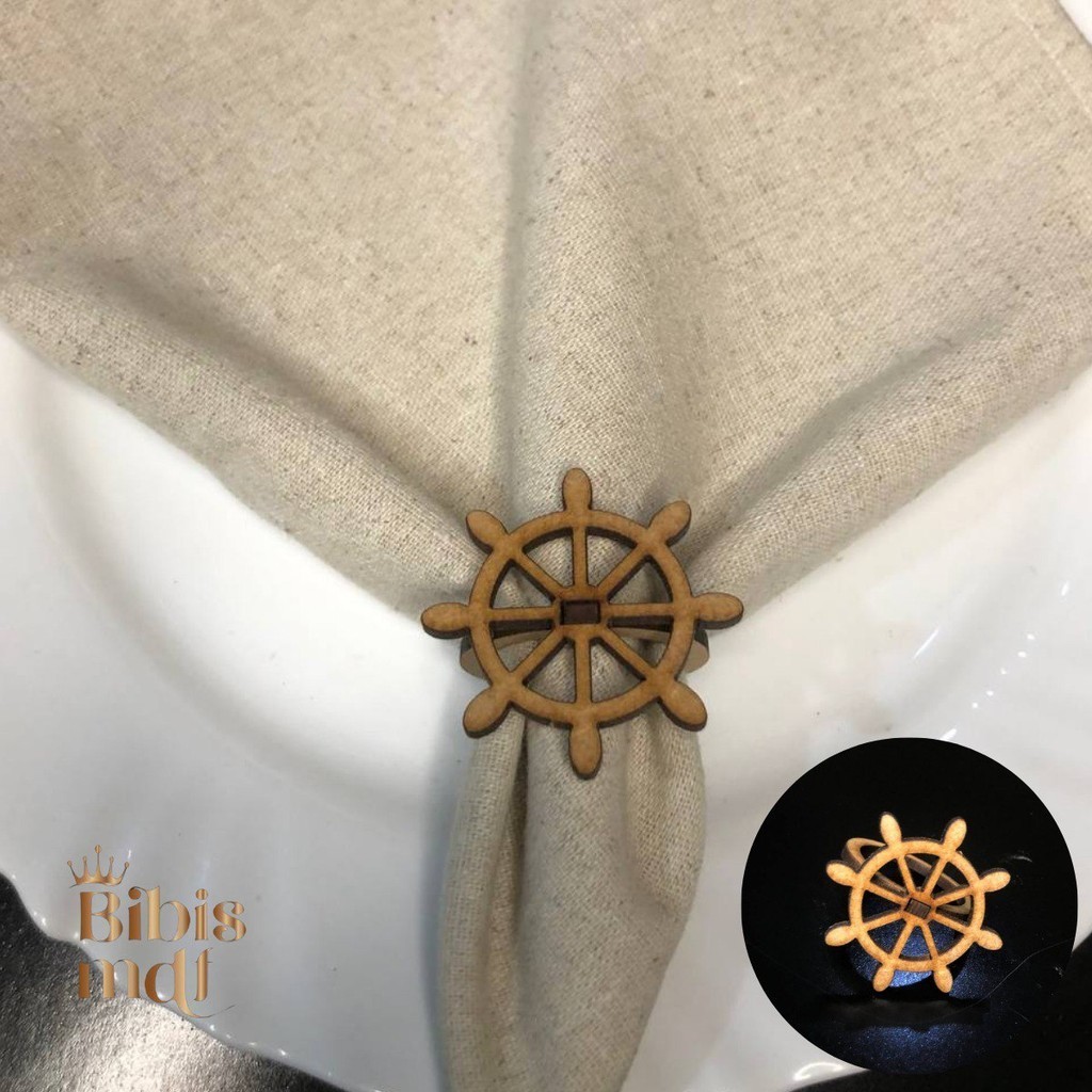 Anéis Porta Guardanapo de MDF - Praia Timão (Kit com 8 unidades)